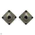 Black & Silver Tone Engraved Stud Earrings