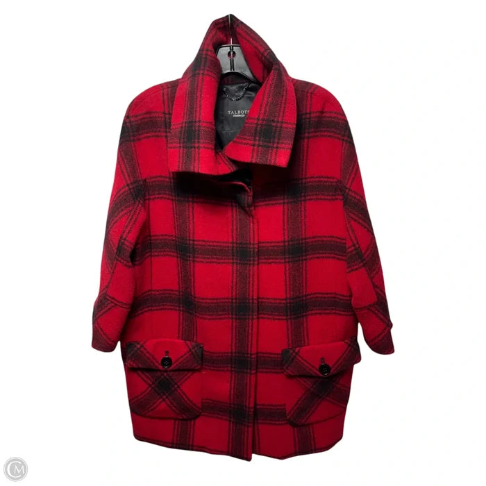 Coat Wool Blend By Talbots In Plaid Pattern, Size: L