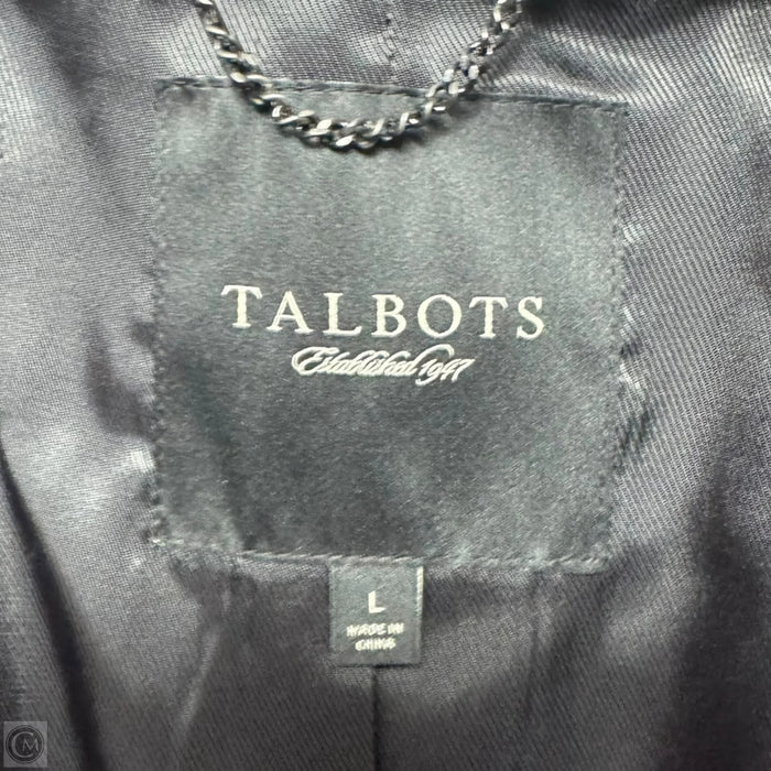 Coat Wool Blend By Talbots In Plaid Pattern, Size: L