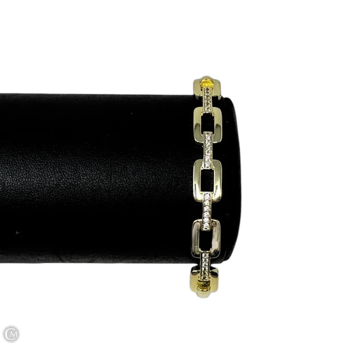 Gold Tone Pave Link Bangle Bracelet